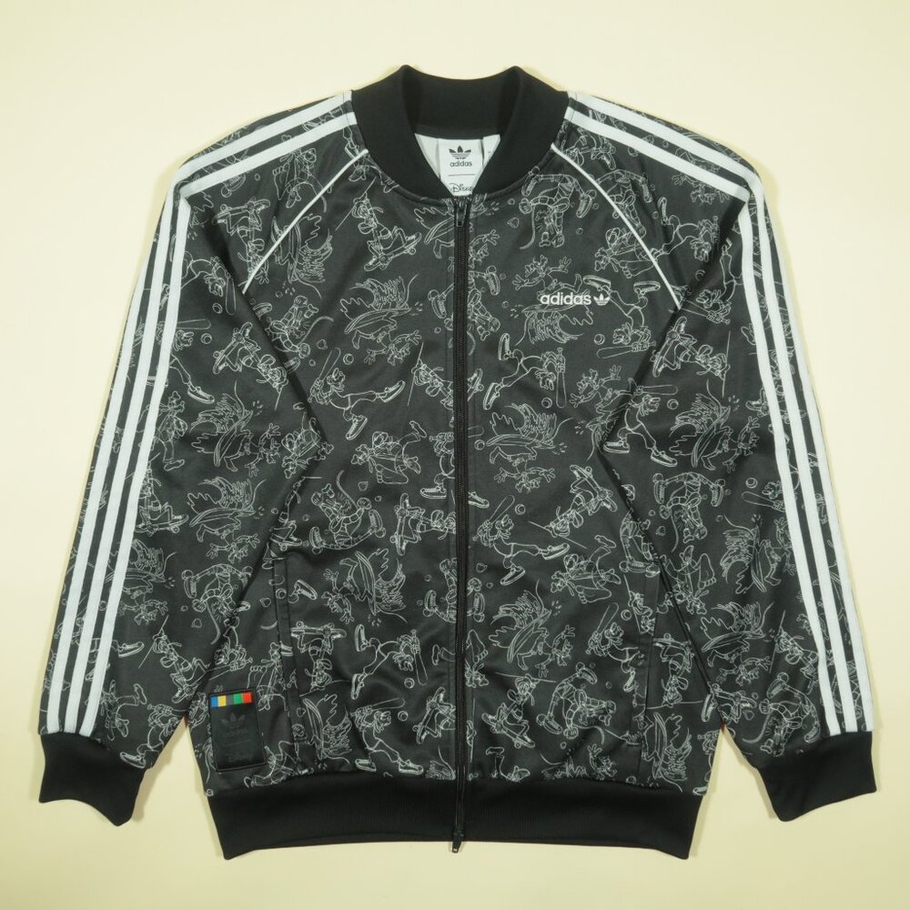 Adidas Disney Goofy Sst Jacket Mens L Black Long Sleeve New - Picture 2 of 10